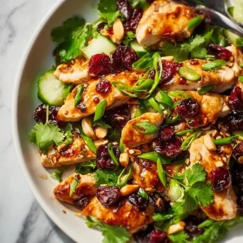 Perfectly cooked Cranberry Glazed Chicken Salad served and ready to eat - final result